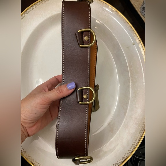 DKNY Brown Leather Belt with Gold Buckle - Picture 7 of 13